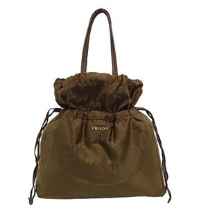 Prada Brown Nylon Tessuto Drawstring Hobo Shoulder Bag